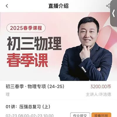 2024暑秋-2025寒春火枪手许浩德初三物理【完结】